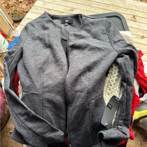 New Mossimo Target Zip Up Peplum Charcoal Gray Blazer size XS Business Dress CAs